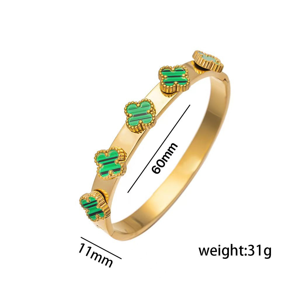 Elegante Bracciale da Donna in Acciaio Inossidabile a Forma di Trifoglio con Placcatura in Oro 18K, Ipoallergenico e Resistente allo Sbiadimento
