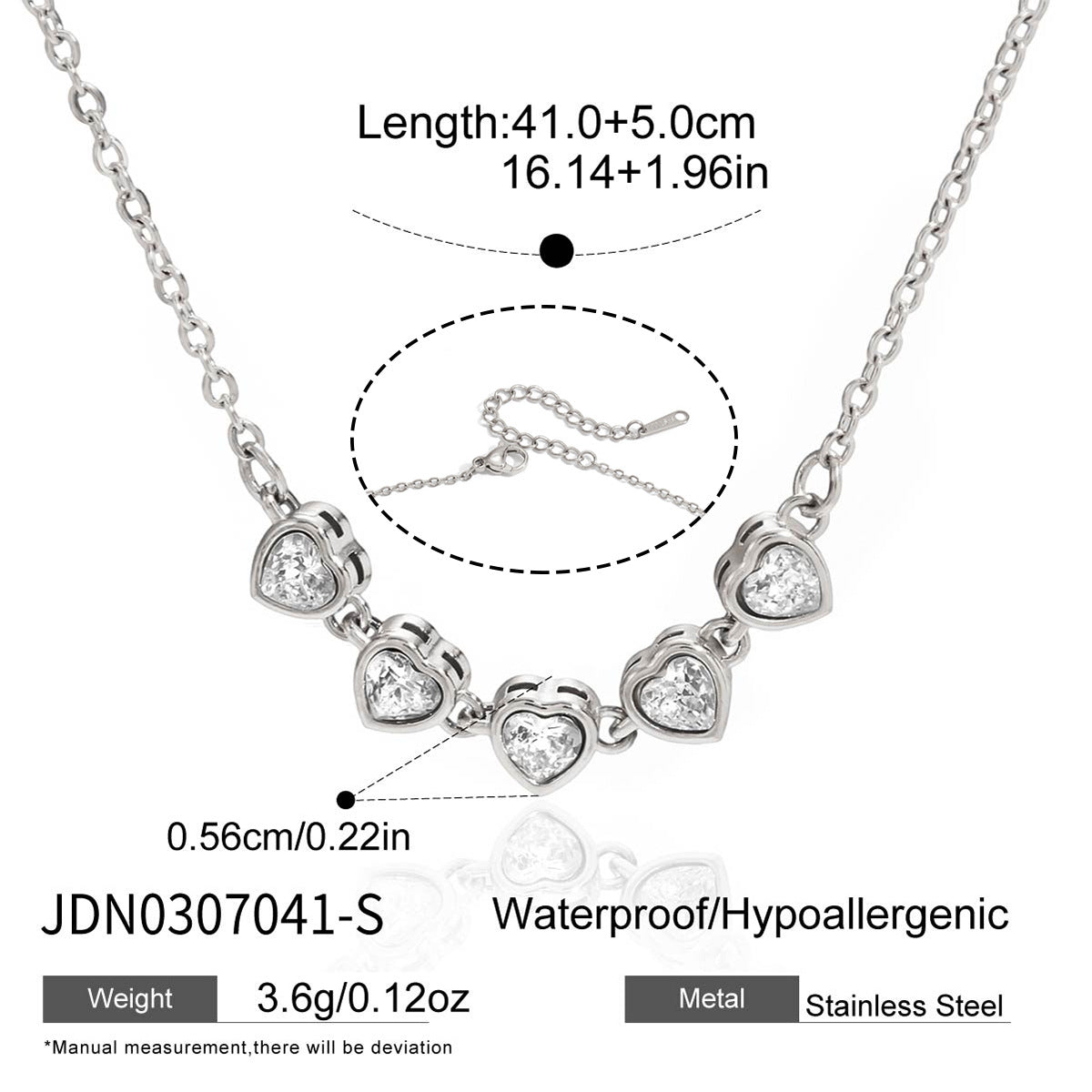 Minimalist 18K Gold Plated Geometric Heart Stainless Steel Necklace with Colorful Cubic Zirconia for Women