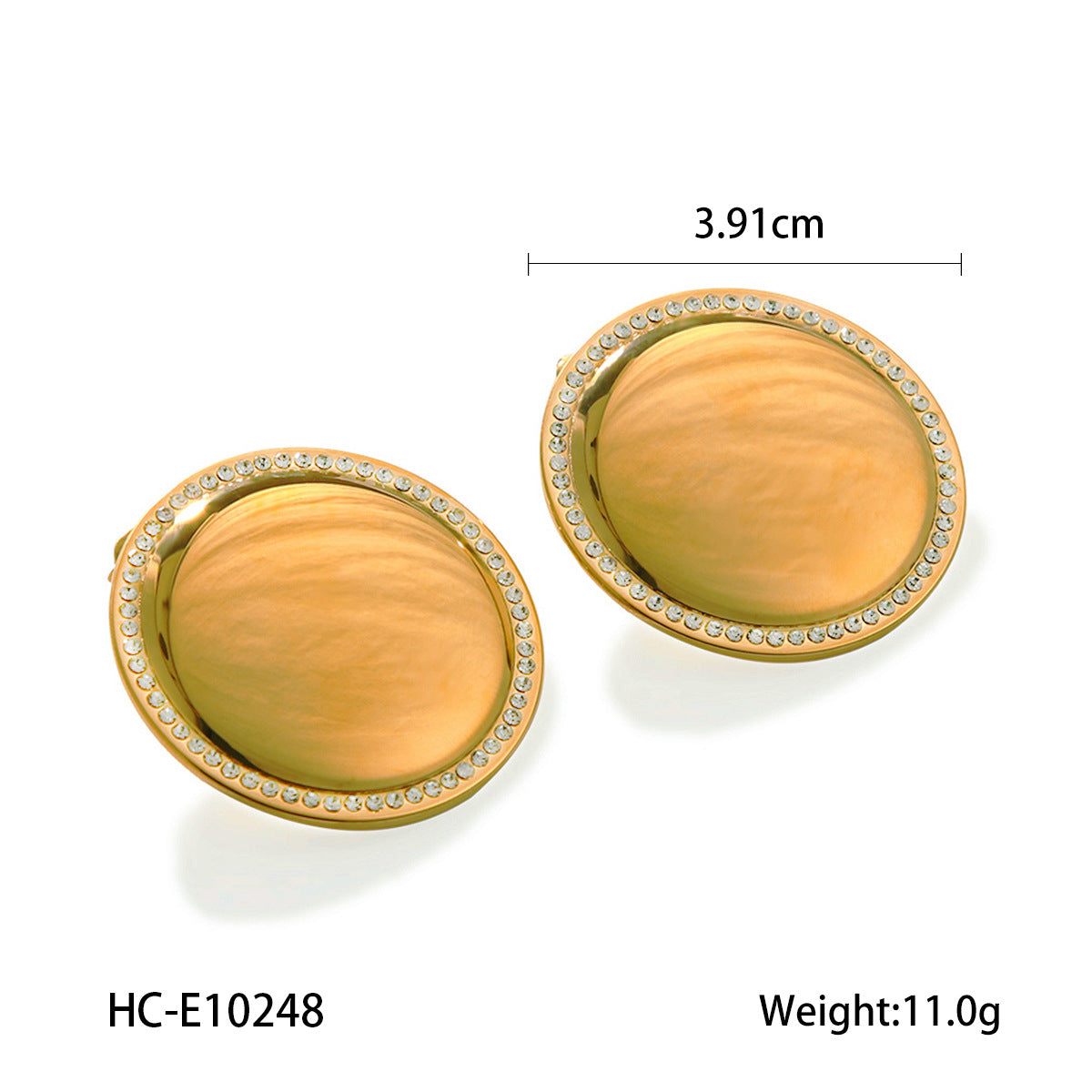 Orecchini a perno da donna minimalisti alla moda in acciaio inossidabile placcato oro 18 carati con strass rotondi geometrici