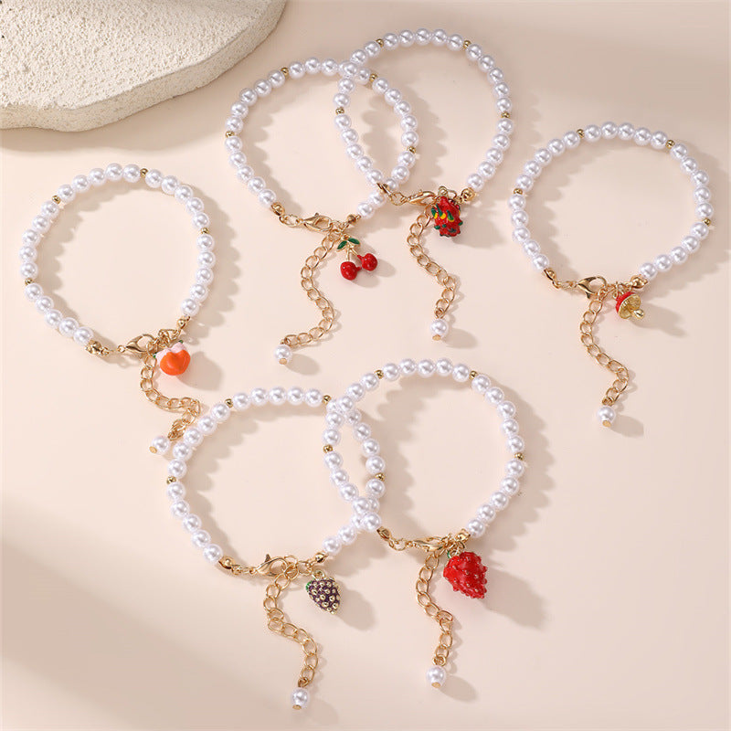 Braccialetto vintage geometrico irregolare con perle artificiali e ciondolo a forma di stella per ragazze