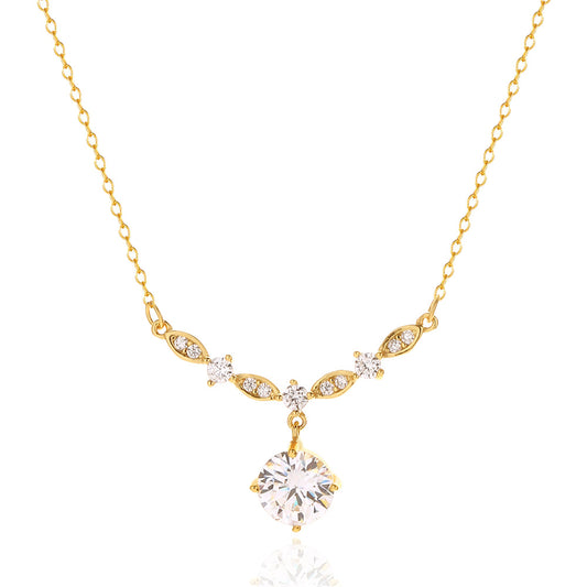 Collana a maglie forzate con zirconia cubica placcata in argento sterling 925, lusso elegante, geometrica rotonda e ovale, da donna