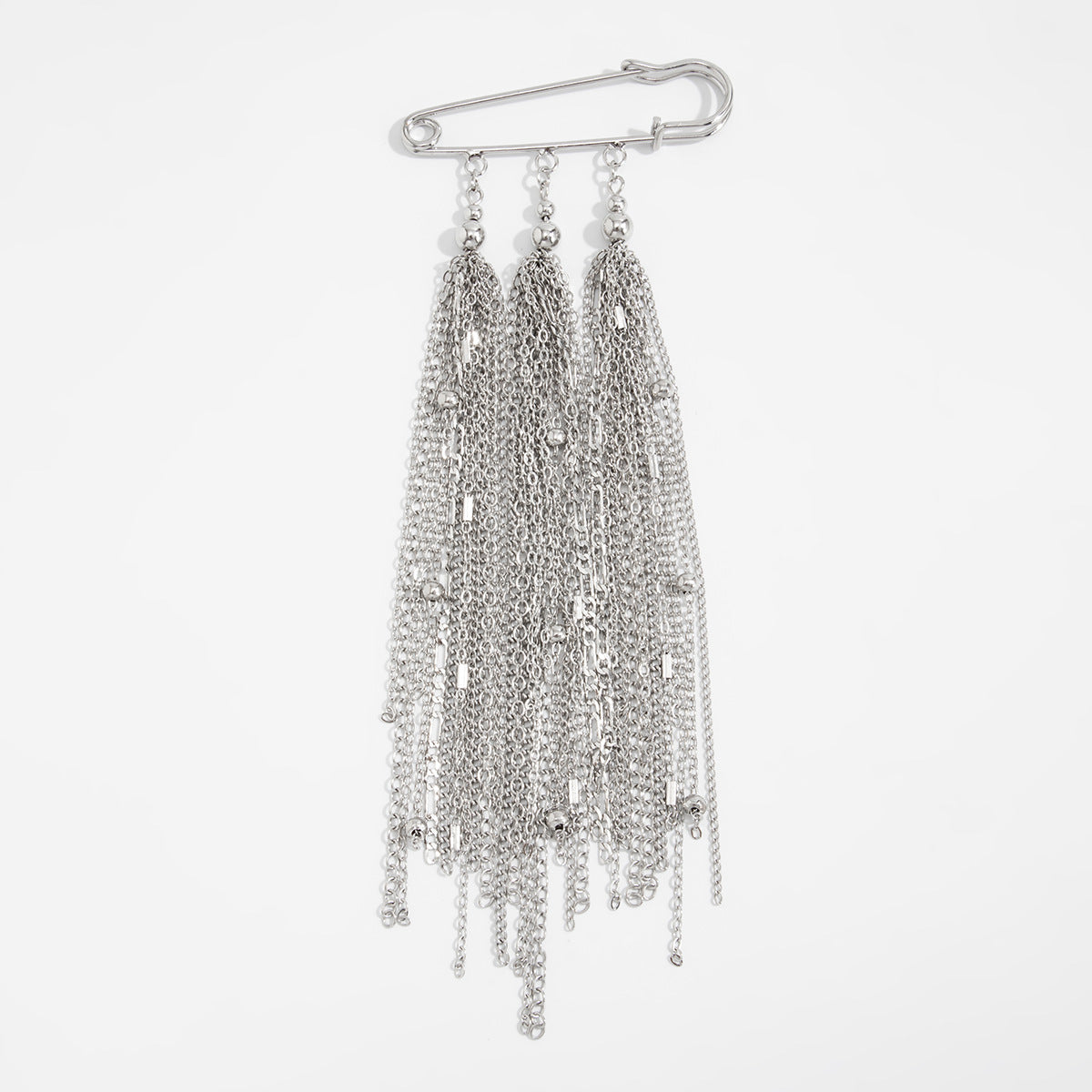 Minimalist Elegant Star Plated Iron Brooch with Tassel Chain for Women