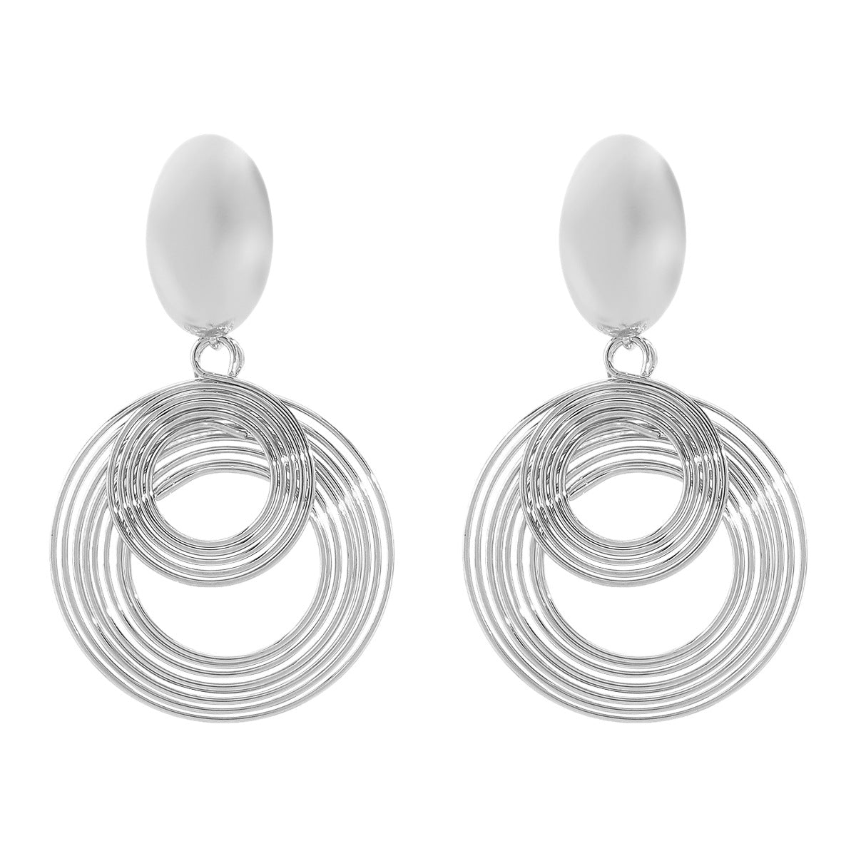 Orecchini da donna in metallo minimalista geometrico circolare cavo con finitura galvanizzata