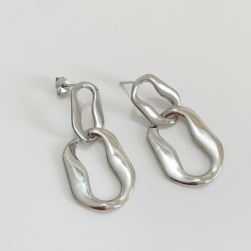 Orecchini larghi a cuore geometrico minimalisti in argento sterling 925