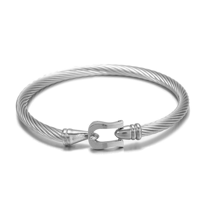 Vintage Geometric Square Plated Stainless Steel Bracelet for Men and Women