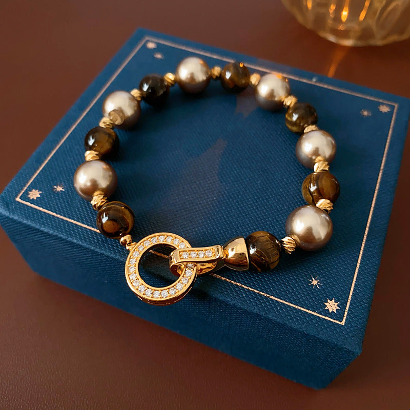 Vintage Geometric Bracelet in Copper with Gold Plating for Women, Elegant Office-Ready Hand Jewelry