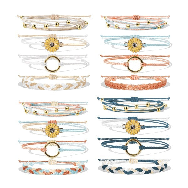 Bohemian Floral Sunflower Handmade Woven Bracelet for Women