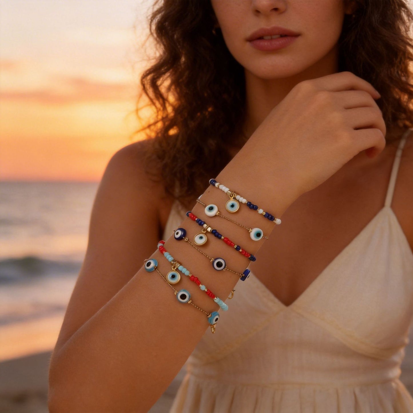 Geometric Round Acrylic Beaded Bracelet
