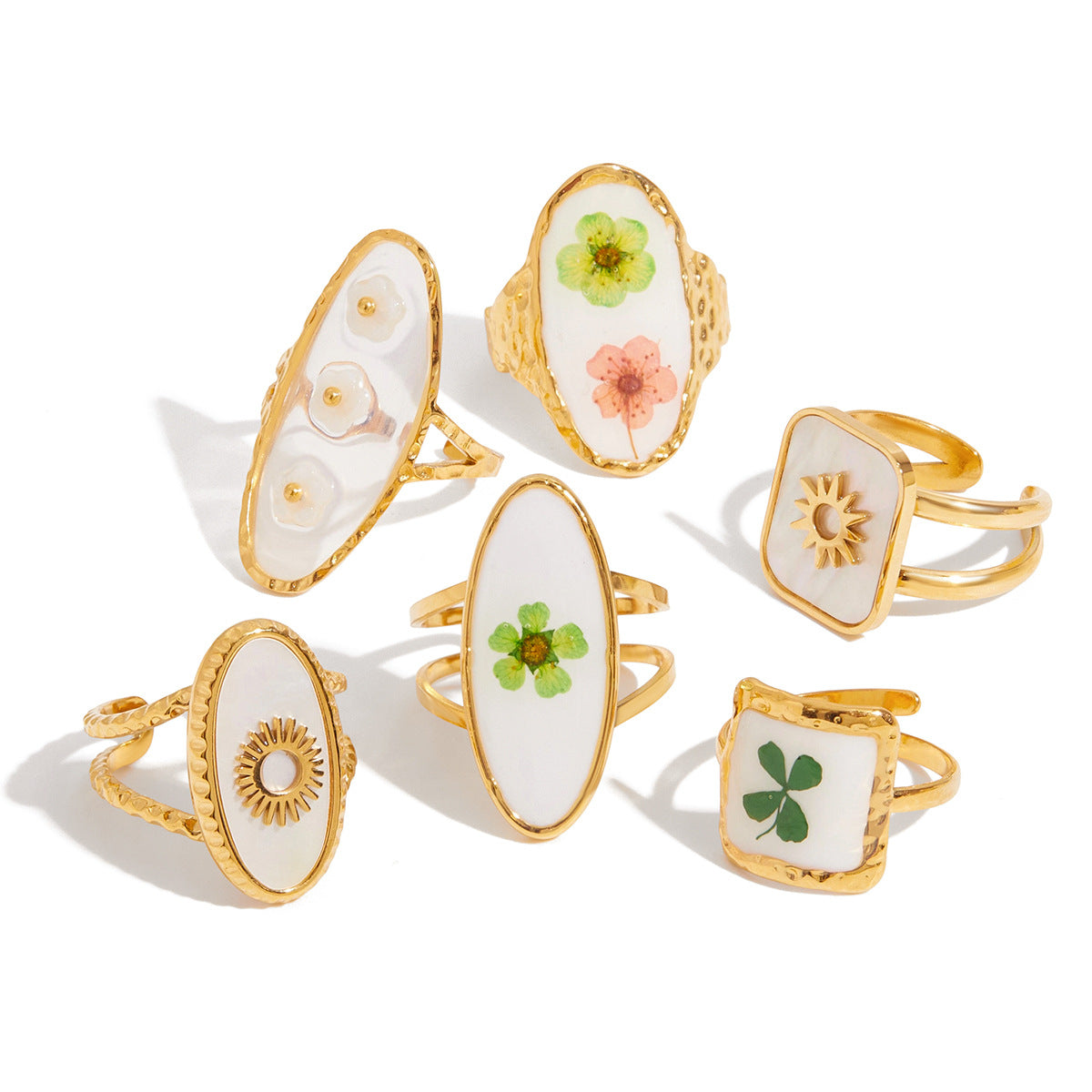 Anello Fiore Eterno Geometrico in Acciaio al Titanio con Finitura Galvanica per Donna, Accessorio Moda Minimalista di Lusso