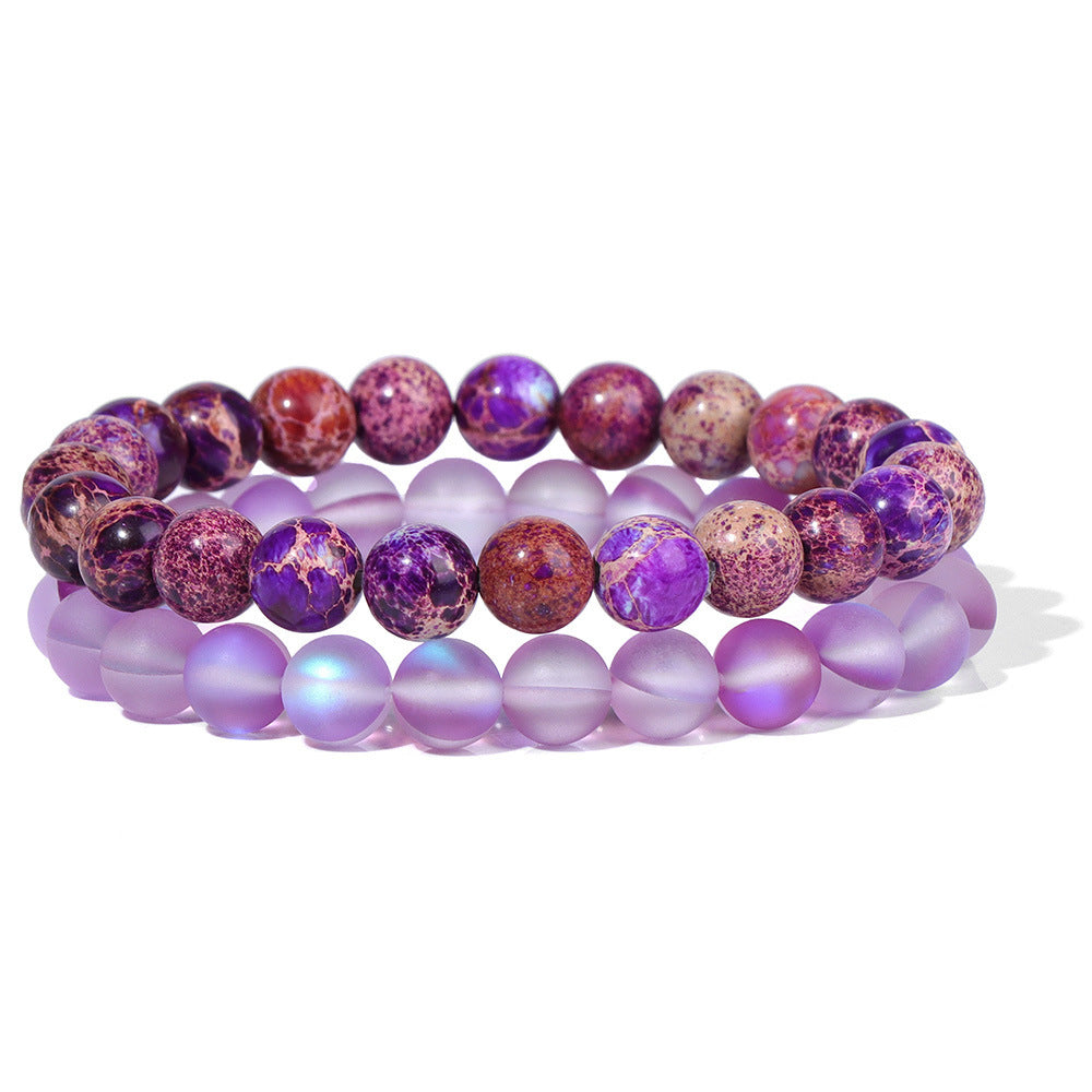 Vintage Business Geometric Natural Gemstone Beaded Bracelet Set for Unisex