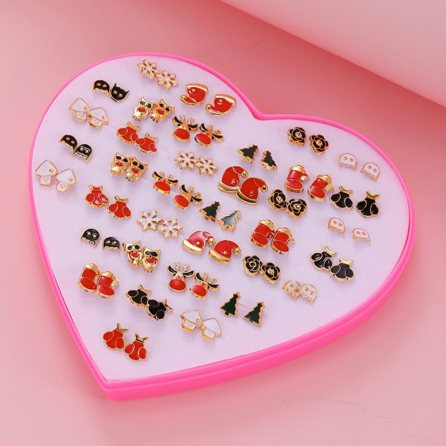 Sweet Cartoon Fruit and Geometric Heart Resin Stud Earrings Set with Stainless Steel Posts for Women