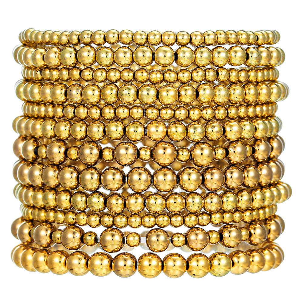 Minimalist Geometric Round Acrylic Beaded Stretch Bracelet Set