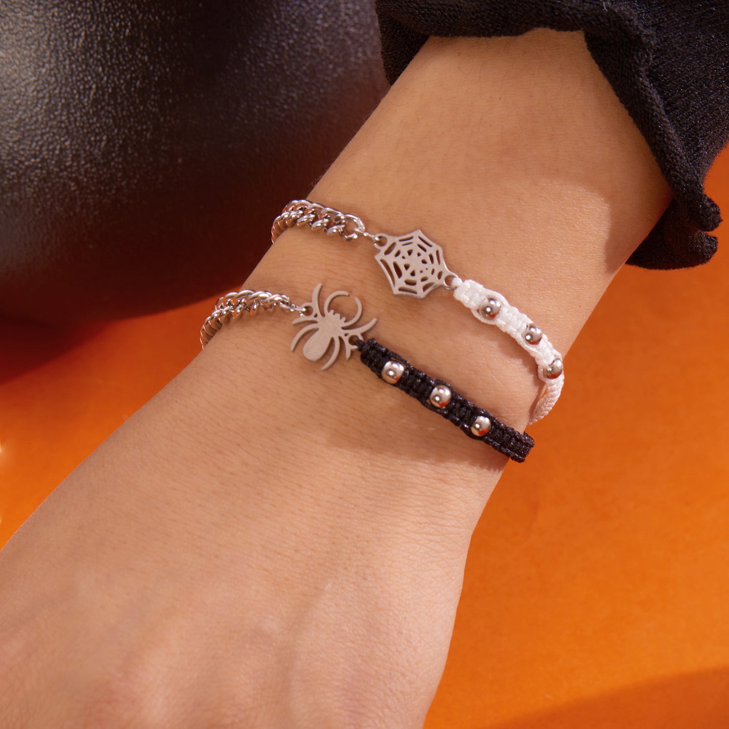 Pulsera de aleación con patrón de telaraña hecha a mano para mujer, estilo bohemio minimalista, pulsera de la amistad ajustable