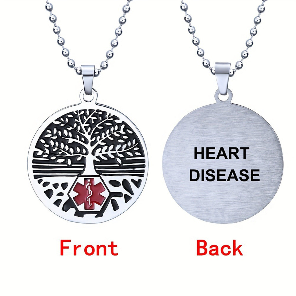 Elegant Geometric Tree of Life Pendant Necklace in Stainless Steel with Polished Titanium Steel Charm and Daisy Floral Accents for Women