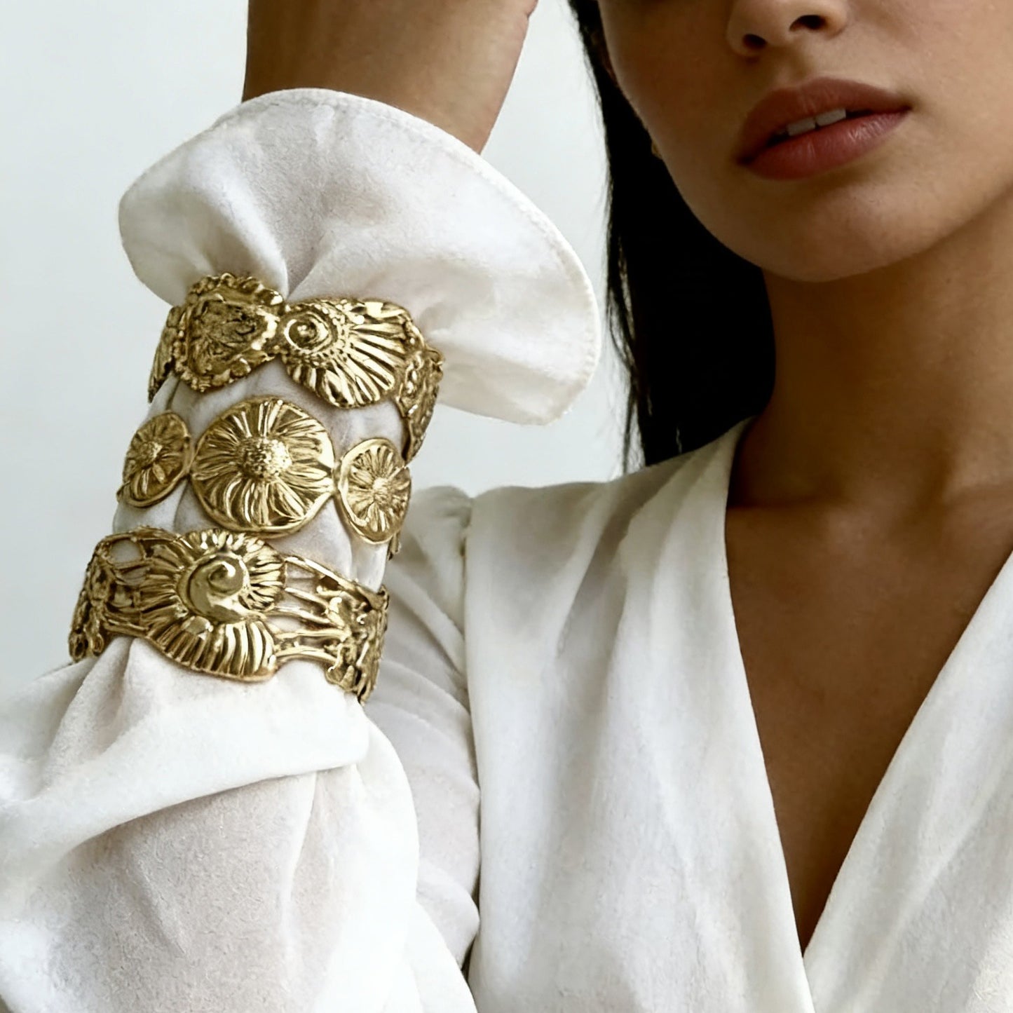 Elegant Geometric Irregular Leaf Wide Open Cuff Stainless Steel Bracelet