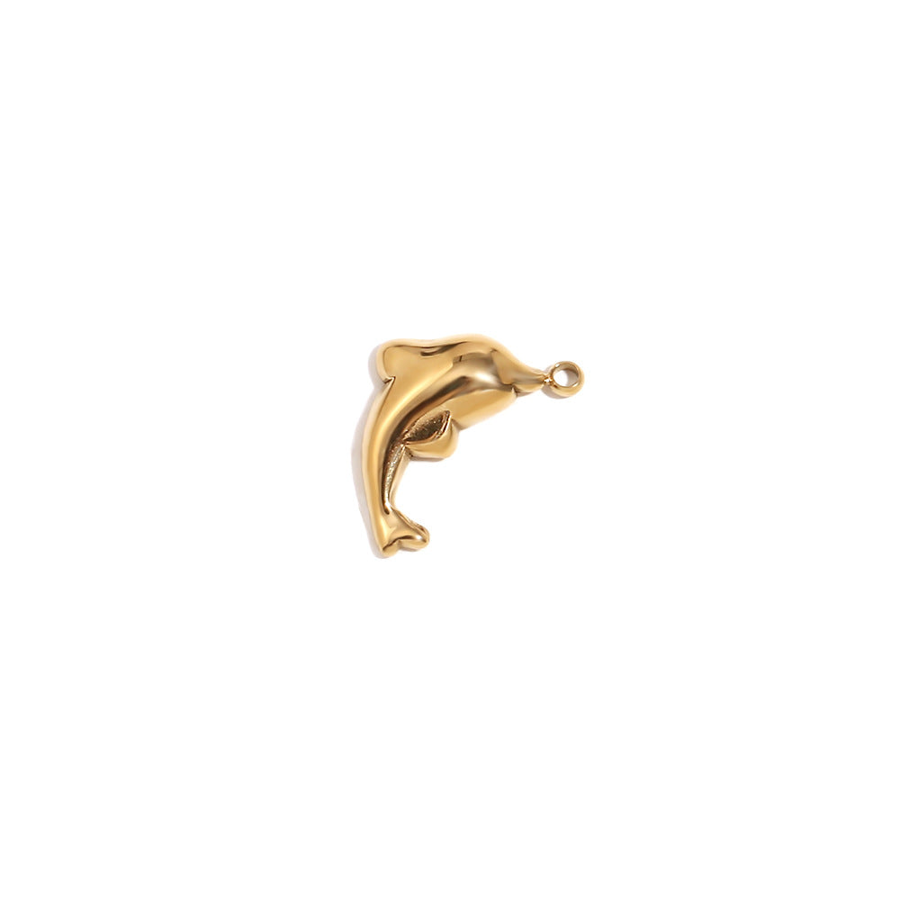Elegant 14K Gold Plated Stainless Steel Marine Shell Smiley Face Charm Bar