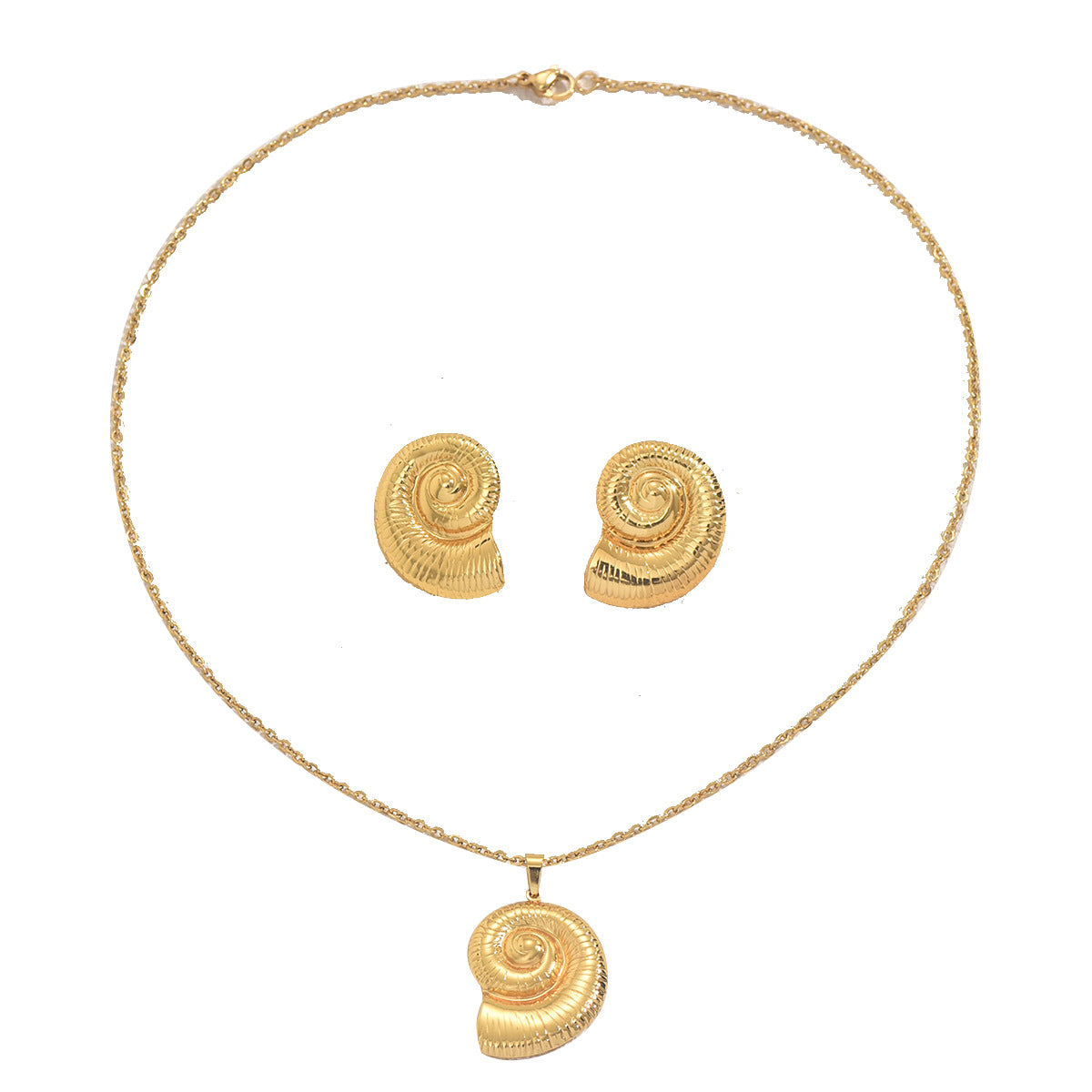 Juego de collar con colgante de concha marina inspirada en el océano y pendientes para mujer, collar largo de aleación de metal chapado con diseño de vida marina