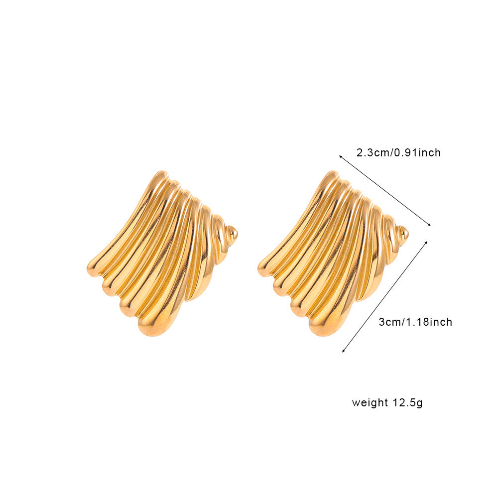 Pendientes de Tachuela de Acero de Titanio en Forma de Lazo Minimalista para Mujer, Joyería de Lujo Hipoalergénica con Chapado en Oro o Acero