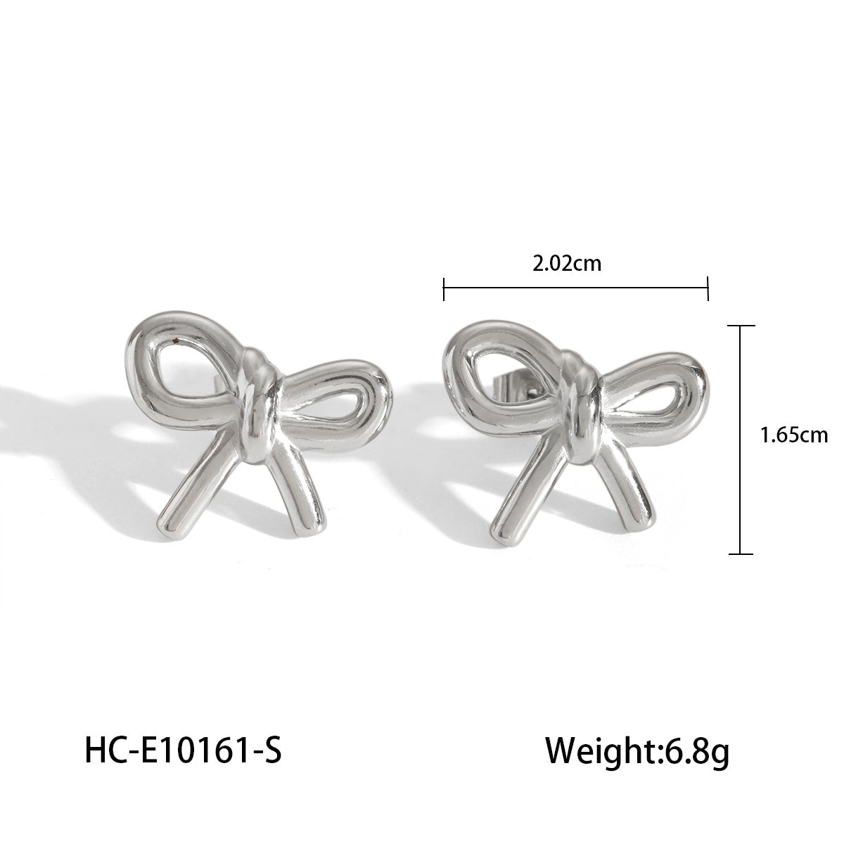Fashionable 18K Gold Plated Stainless Steel Bow Knot Stud Earrings for Women