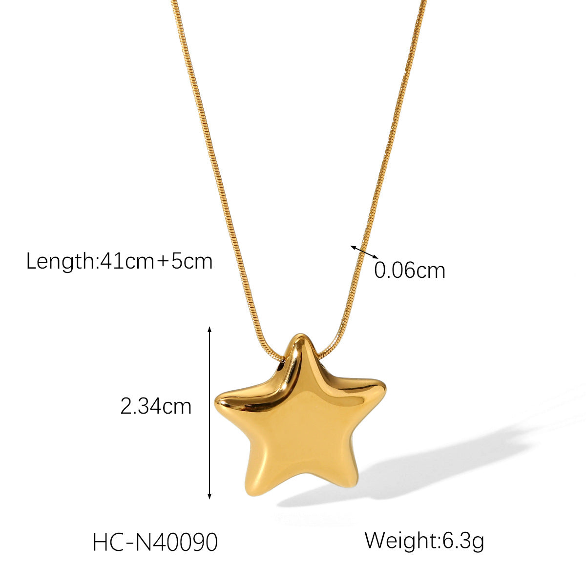 Collana Minimalista da Donna con Ciondolo a Stella in Acciaio Inossidabile Placcato Oro 18K