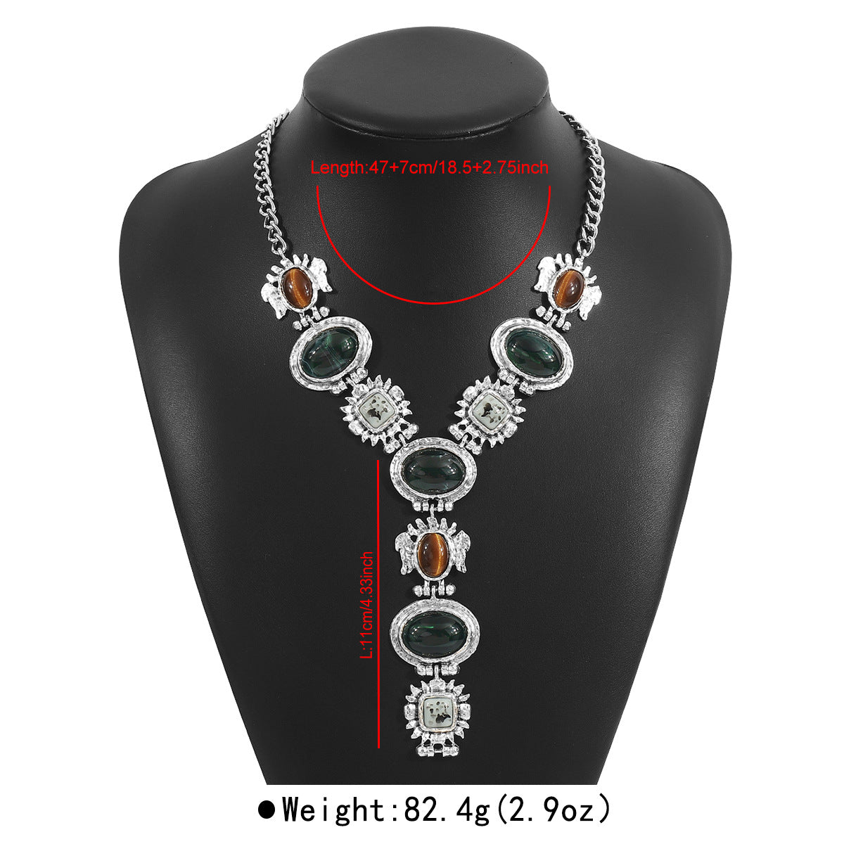 Collar con colgante de resina geométrica estilo barroco vintage con cadena de aleación chapada para mujer