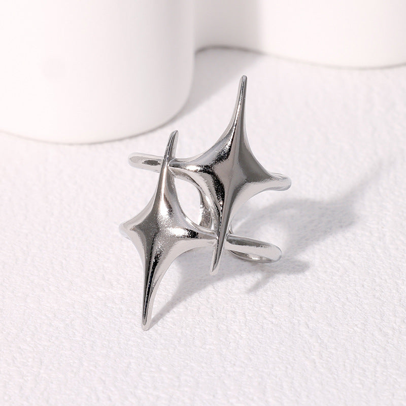 Anello Minimalista Regolabile a Stella in Acciaio Inossidabile con Finitura Placcata da Donna