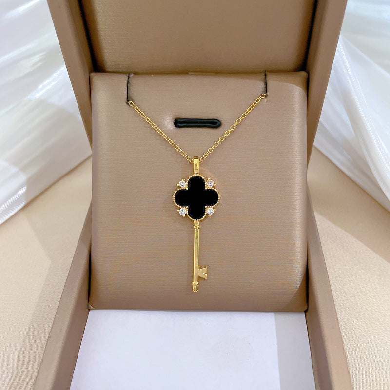 Collana Pendente Geometrico di Lusso con Strass in Acciaio al Titanio Unisex