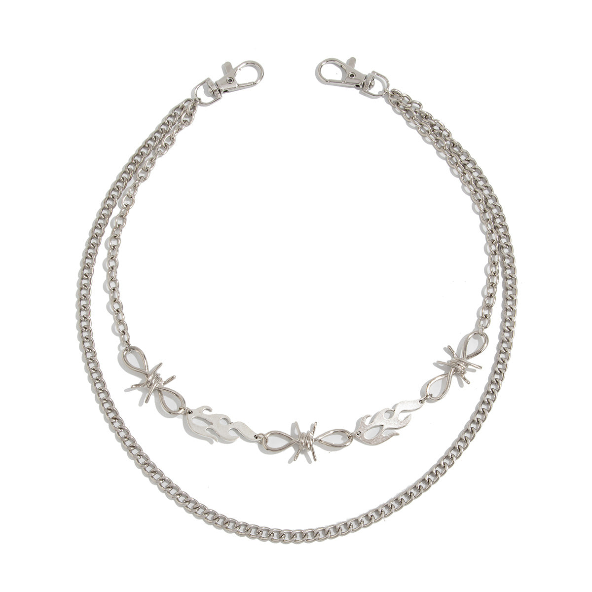 Sweet and Cool Style Cross Pendant Waist Chain for Women with Polished Metal Beads Multi-Layer Belt Jewelry