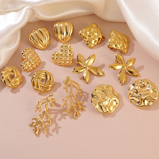 Pendientes de acero inoxidable para mujer, diseño geométrico de corazón, elegante y minimalista