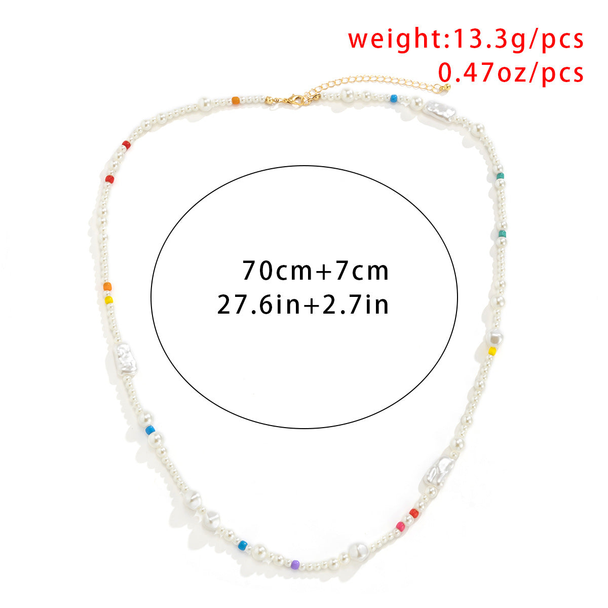 Vintage Imitation Pearl Asymmetric Ball Chain Necklace for Women