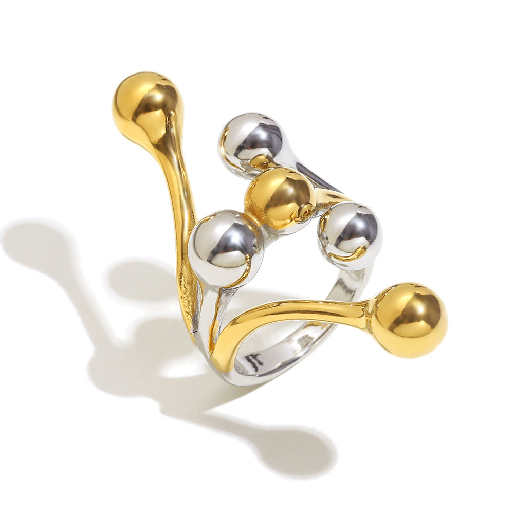 Anello da donna in acciaio inossidabile geometrico minimalista con placcatura in oro 18K