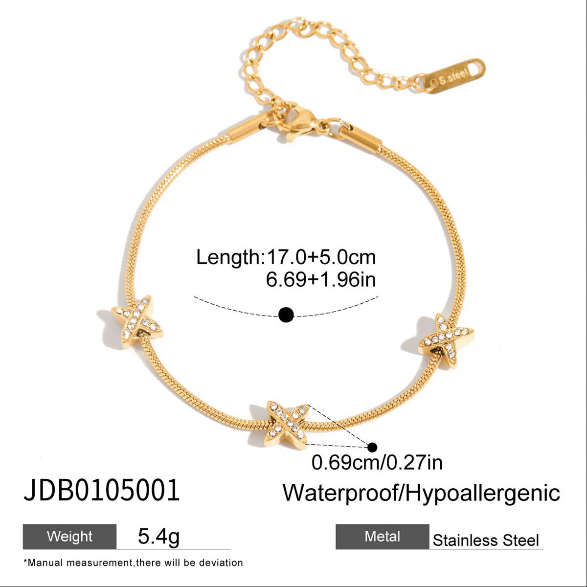 Pulsera de acero inoxidable chapado con patrón minimalista de estrellas, luna, nubes y universo para mujer con colgante de acero de titanio