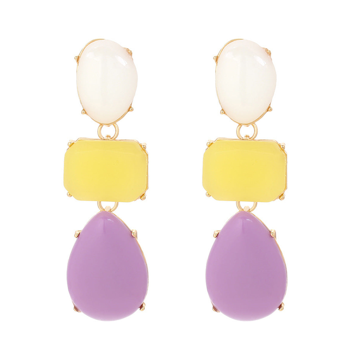 Pendientes colgantes minimalistas geométricos de aleación de acrílico y resina para mujer con postes de acero inoxidable chapado