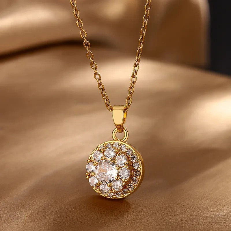 Elegant Titanium Steel Plated Multi-Layer Necklace with Heart Star Floral Geometric and Letter Pendants for Women