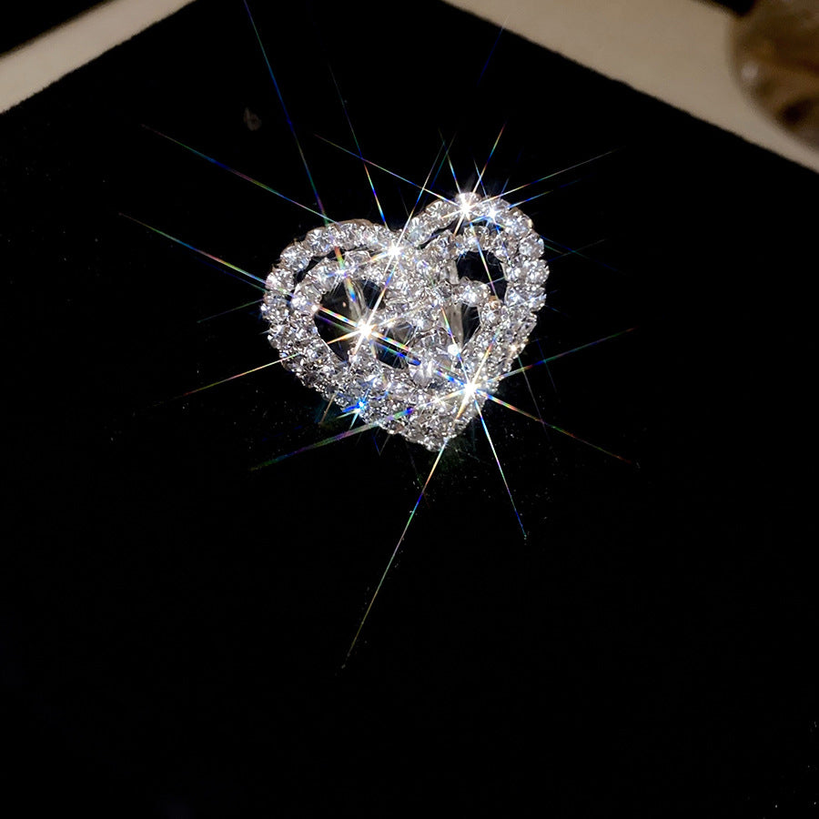 Anello da Donna Aperto Quadrato Geometrico alla Moda con Strass Intarsiato in Acciaio al Titanio, Anello da Dito Lussuoso Minimalista