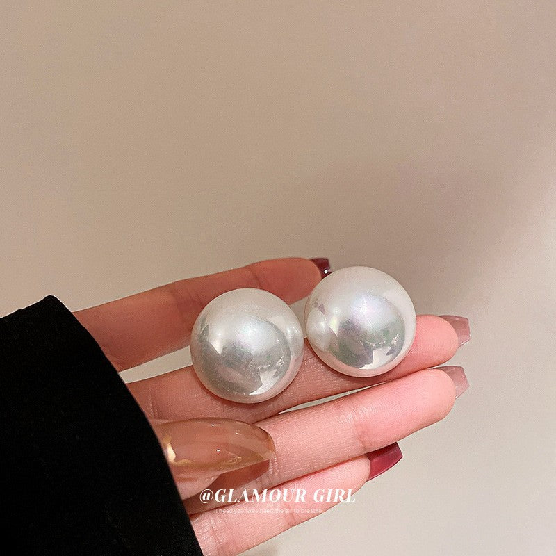Orecchini a perno con perle stile vintage francese elegante con perni in acciaio placcato per donna, uso quotidiano, design rotondo geometrico minimalista, look di lusso