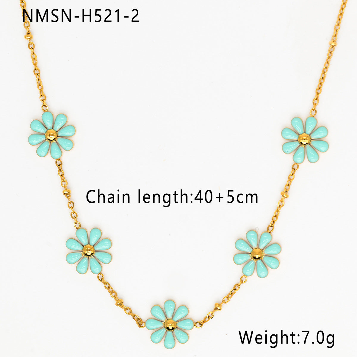 Fashion 18K Gold Plated Stainless Steel Geometric Daisy Enamel Pendant Necklace for Women