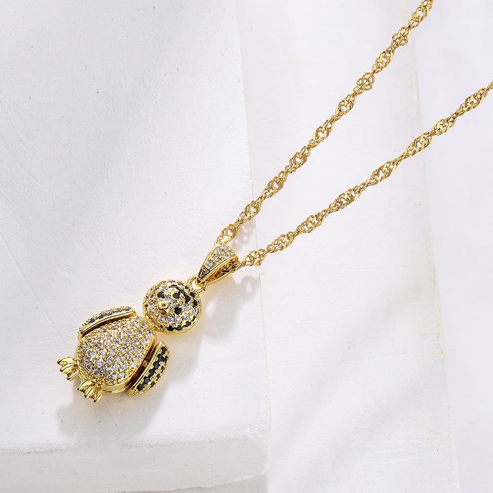 Minimalist Animal-Shaped Copper Pendant Necklace with Gold Plating and Zircon for Women