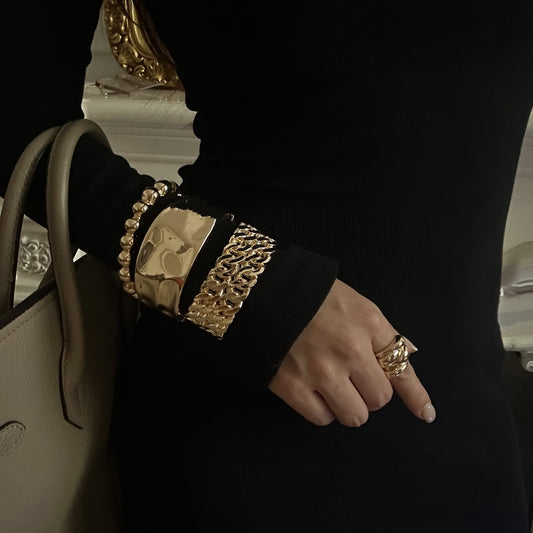 Pulsera Abierta de Aleación con Baño Geométrico de Moda