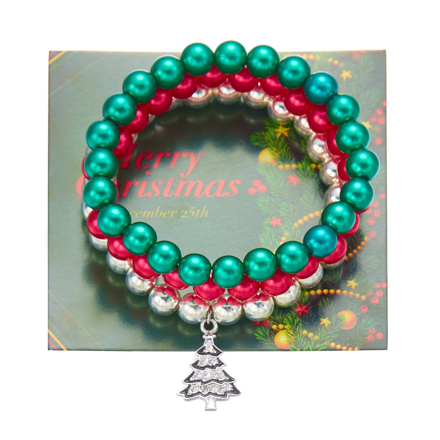 Set di braccialetti con perline e lettere a tema natalizio fatti a mano per donne con ciondolo a Babbo Natale, accessorio alla moda per le feste