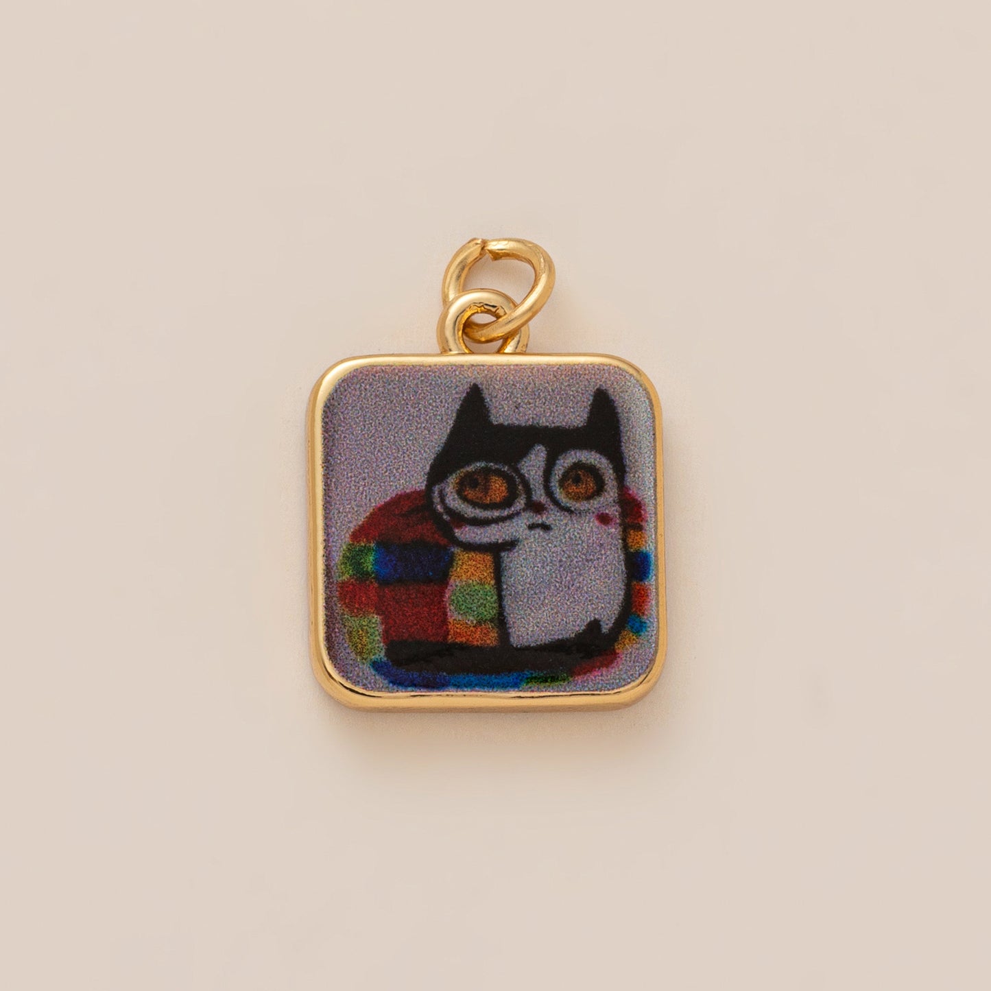 Sweet 18K Gold Plated Brass Cat Pendant Necklace Corn Chain Unisex Jewelry