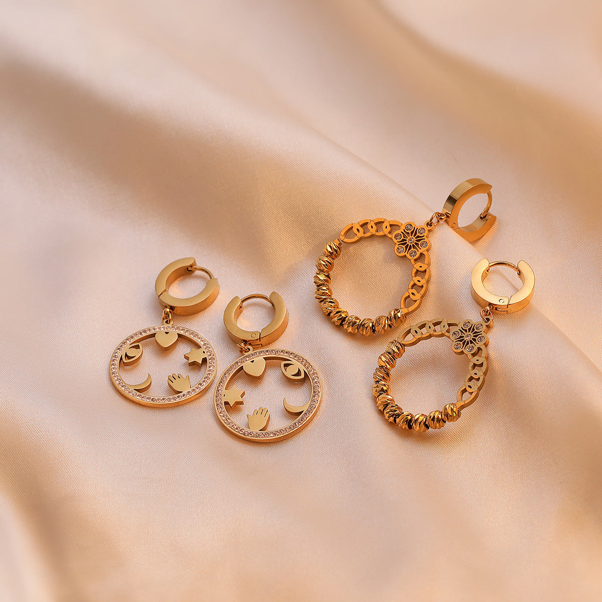 Orecchini minimalisti geometrici in acciaio al titanio da donna con placcatura in vero oro, gioielli di moda dalla forma irregolare