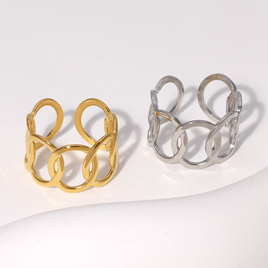 Anello Aperto Geometrico Minimalista Gioielli da Donna in Acciaio Inox Placcato Oro 18K