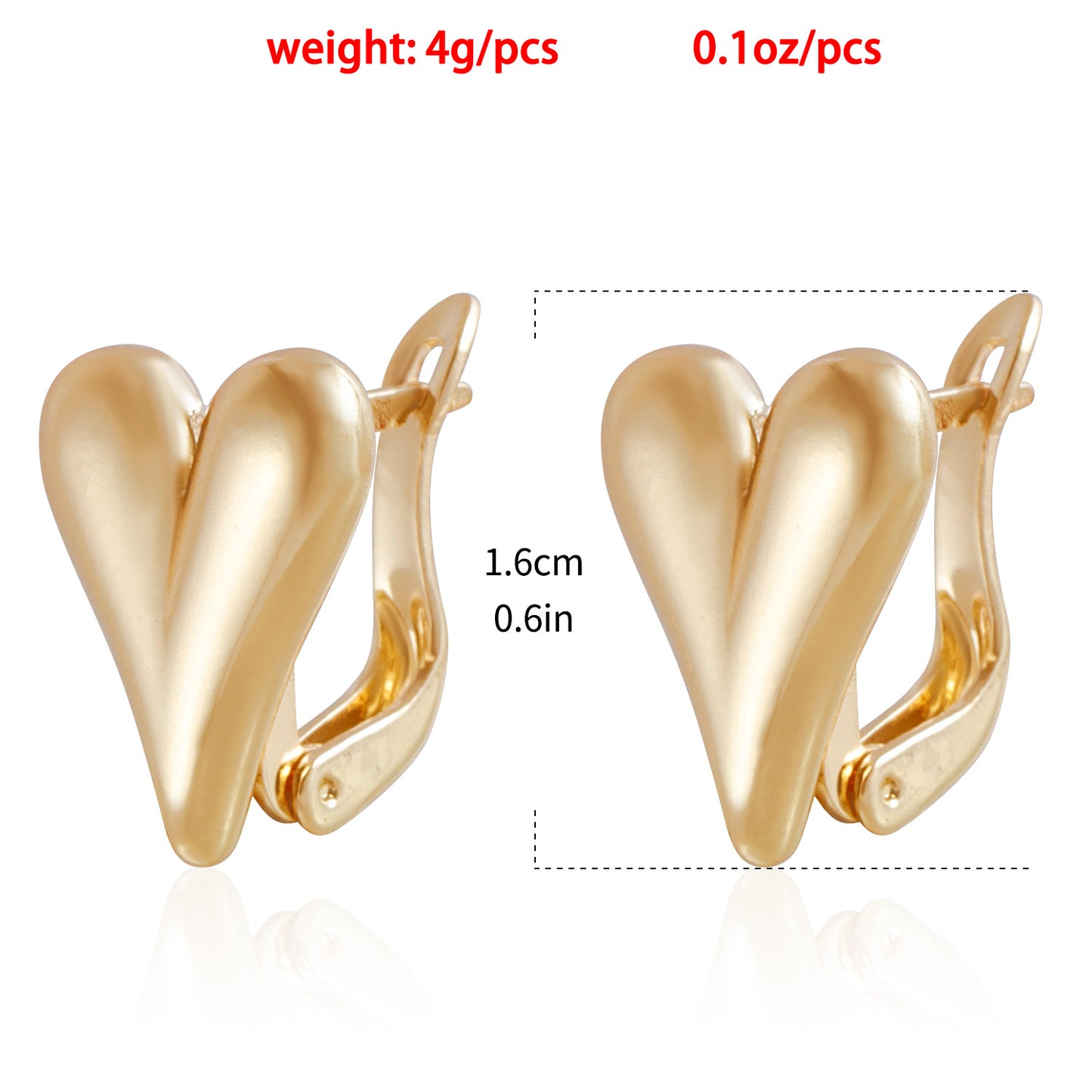 Fashionable Heart-Shaped Alloy Stud Earrings for Women with Plated Finish, Elegant and Versatile Everyday Jewelry