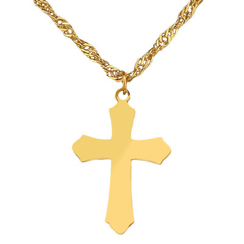 Collana unisex con ciondolo a croce geometrica in acciaio al titanio, alla moda e minimalista