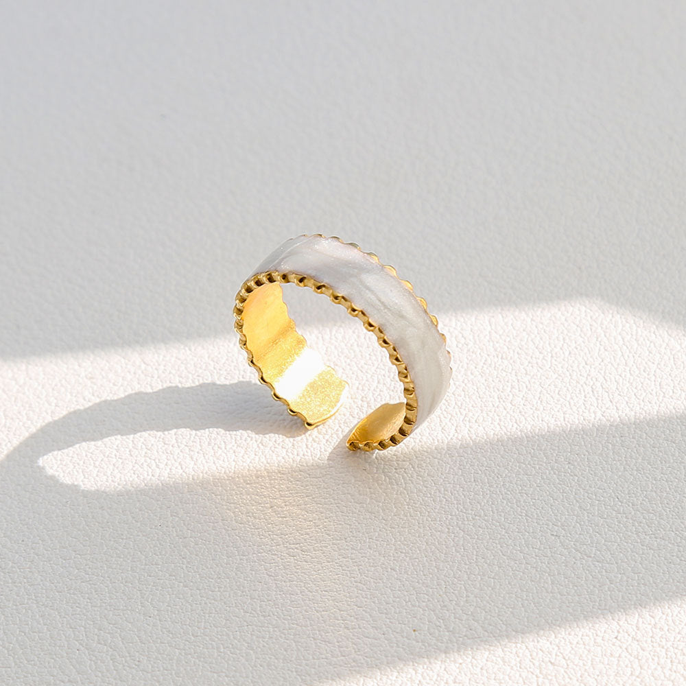 Anello Aperto Intrecciato Geometrico Vintage da Donna in Acciaio Inox Placcato Oro