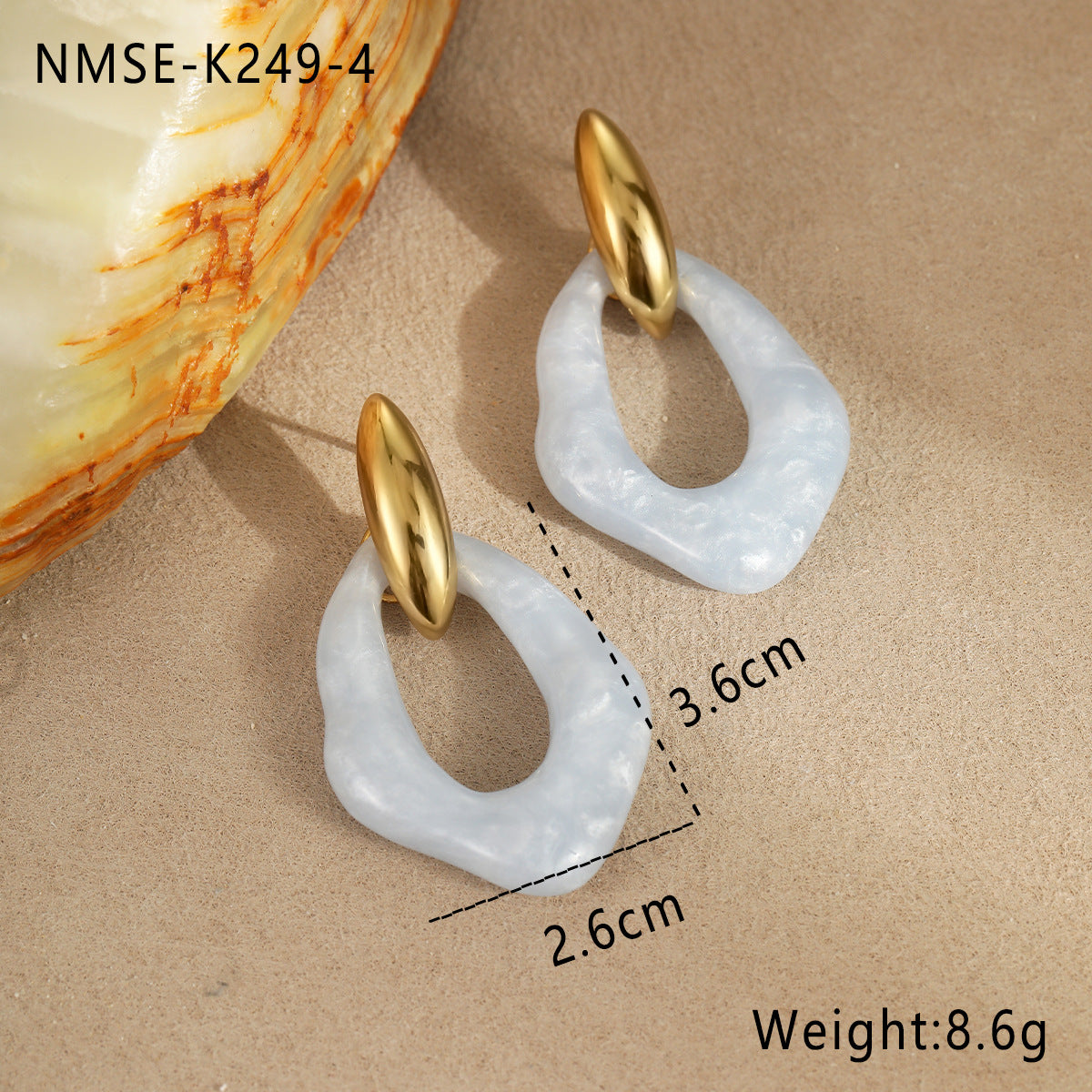 Aretes Minimalistas Geométricos de Acero Inoxidable Bañados en Oro con Acentos de Resina Pastel para Mujer