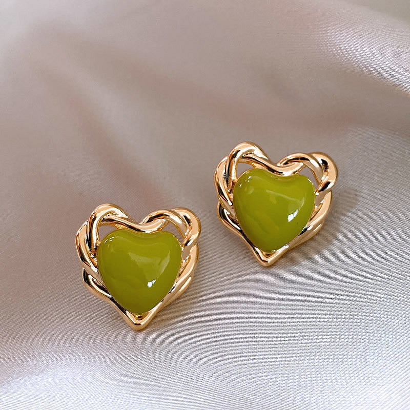 Vintage-Style Geometric Stud Earrings in Copper with Electroplated Finish for Women