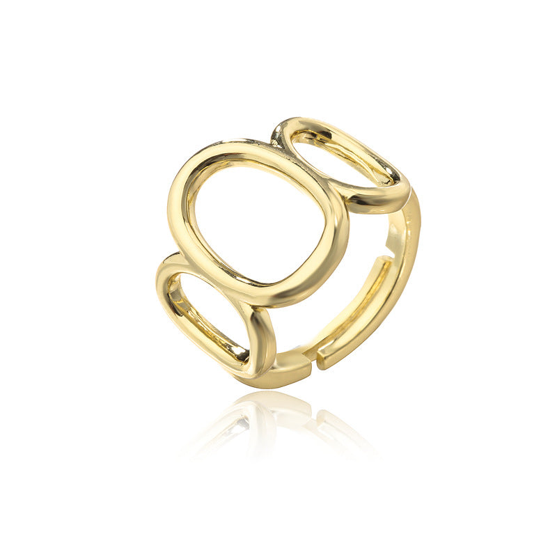 Minimalist Geometric Open Ring Brass Plated Women