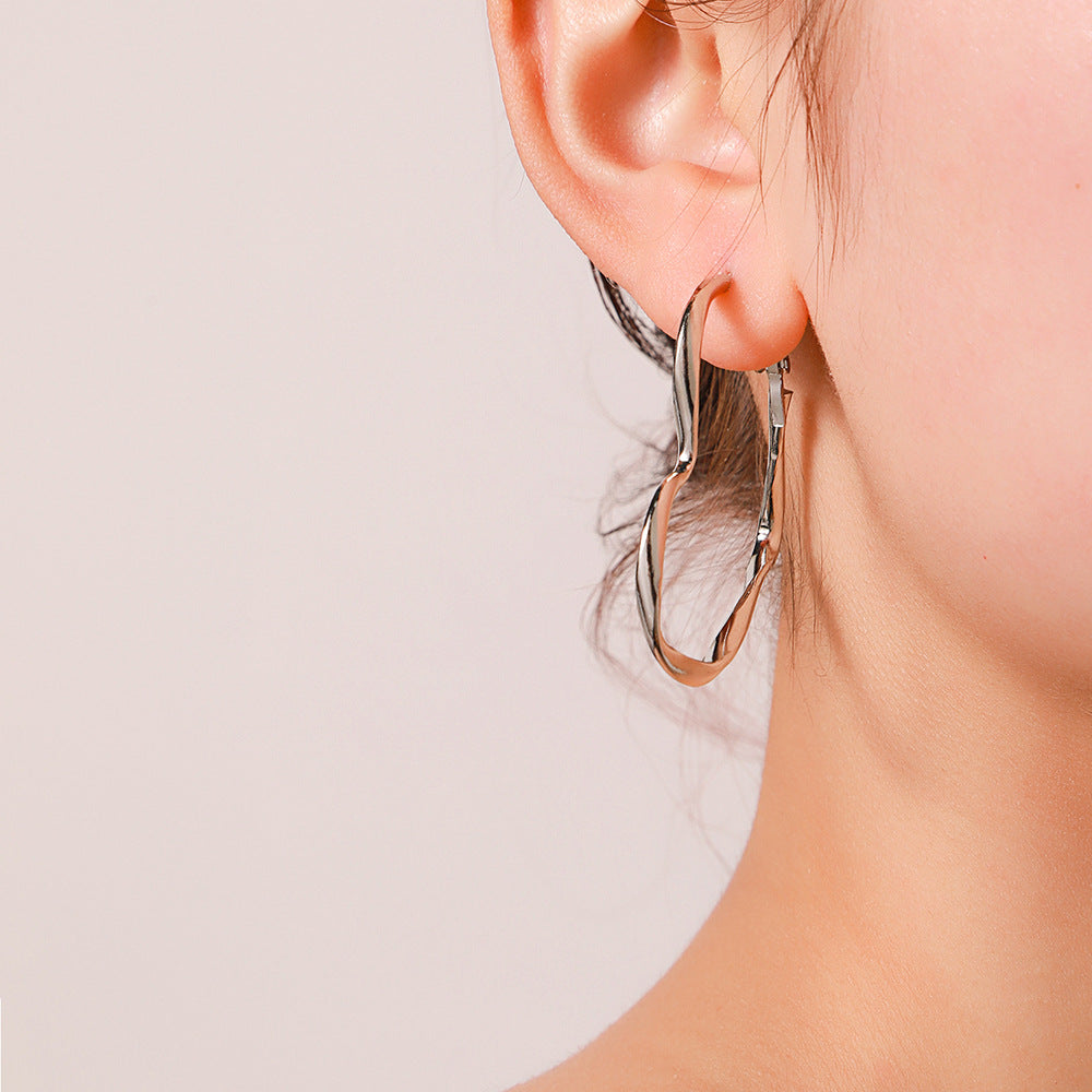 Geometric Heart Shaped Plated Alloy Earrings for Women